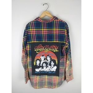 Upcycled Aerosmith flannel.